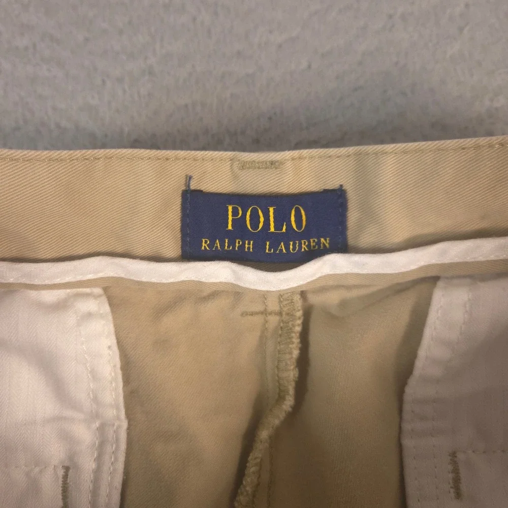 Polo Ralph Lauren Shorts Mens 34 Tan Chino Cotton Twill Flat Front Khaki Pockets